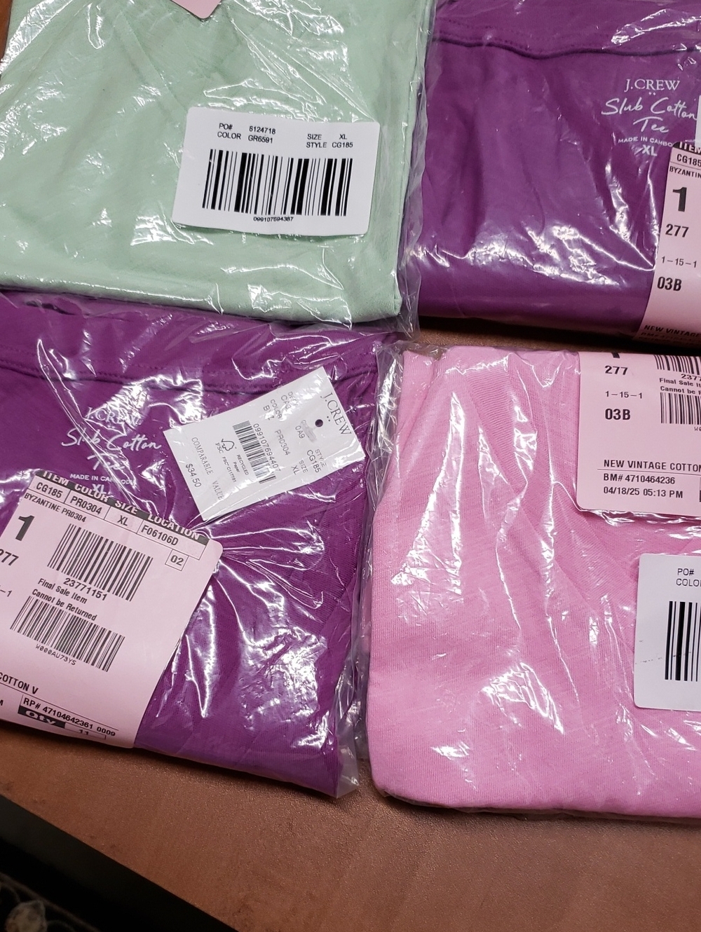 J. Crew Tee Pack in Mint, Lavender, Purple, Pink